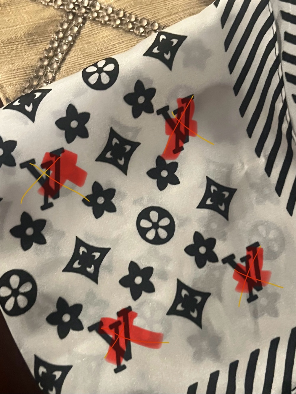 Designer-Inspired Black & White Monogram Scarf